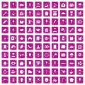 100 patisserie icons set grunge pink