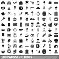 100 patisserie icons set, simple style