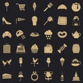 Patisserie icons set, simple style