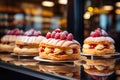 Patisserie pleasures: assorted cakes with fruits
