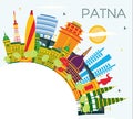 Patna India City Skyline with Color Buildings, Blue Sky and Copy Space