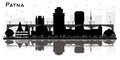 Patna India City Skyline Silhouette with Black Buildings and Ref