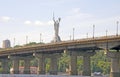 The Paton Bridge and the Dnieper River. Kiev.