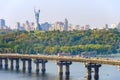 Paton bridge Motherland monument Kiev Royalty Free Stock Photo