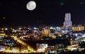 Patong Phuket Thailand at night with the towers and bright lights on the beach Royalty Free Stock Photo