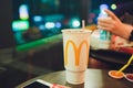 Patong, Thailand - February 22, 2019: Coca Cola paper cup, mcdonalds.