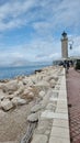 patra lighthouse greece ionio sea in sunny winter day