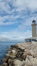 patra lighthouse greece ionio sea in sunny winter day