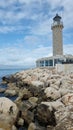 patra lighthouse greece ionio sea in sunny winter day