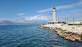 patra lighthouse greece ionio sea in sunny winter day