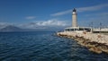 patra lighthouse greece ionio sea in sunny winter day