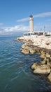 patra lighthouse greece ionio sea in sunny winter day