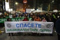 Thousands of Bulgarians protest against plans of goverment to expand the skiing resort of Bansko in Pirin National Park Royalty Free Stock Photo