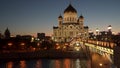 Patriarchal bridge and the Cathedral of Christ the Savior Royalty Free Stock Photo