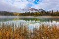 Patricia Lake reflects the Pyramid Mountain