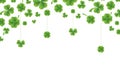 Patrick day background with vector four-leaf clover pattern background. Vector green grass clover pattern background Royalty Free Stock Photo