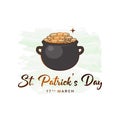 Patrick day banner with patricks cauldron pot