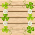 Patrick day, frame with clover and white flowers.The border is Royalty Free Stock Photo