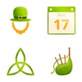 Patrick day icons set cartoon vector. Various attribute of saint patrick day Royalty Free Stock Photo