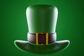 Patrick day. Leprechaun hat on isolated on green background. 3d rendering Royalty Free Stock Photo