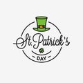 Patrick day logo. Round linear logo of Patrick hat