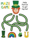 Patrick day maze game for kids vector illustration