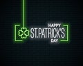 Patrick day neon banner. Neon sign of Patricks day