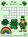 Patrick day-themed crossword in English for children vector illustration