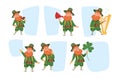 Patrick gnomes cute little characters in green jacket vector lucky symbols