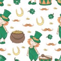 PATRICK`S ALE Saint Patrick`s Day Seamless Pattern Vector