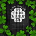 Patrick`s Day Banner with Clovers and Emblem Royalty Free Stock Photo