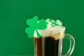 Irish coffee in green cup for St Patrick s Day. Royalty Free Stock Photo