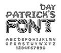 Patrick`s Day font. Traditional Irish national ABC. Celtic alpha