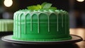 Patrick s day, holiday cake, green confectionery, dessert, sweet food. AI generative