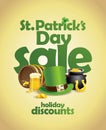 Patrick`s day sale vector poster with green hat Royalty Free Stock Photo