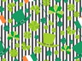 Patrick`s Day, seamless pattern with green clover leaves, Irish flag and leprechaun hat on a striped background Royalty Free Stock Photo