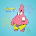 Patrick star eating ice cream isolated Sponge Bob square pants cartoon