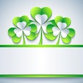 Patricks day card grey with leaf clover and paper Royalty Free Stock Photo