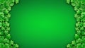 Patricks day, green holiday background with shamrock leaf, empty space for text. AI generative Royalty Free Stock Photo