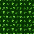 Patricks Day seamless pattern. Natural green background for St. Patrick\'s Day. Traditional leaves clover shamrock print Royalty Free Stock Photo