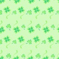 Patricks Day seamless pattern. Natural green background for St. Patrick\'s Day. Traditional leaves shamrock clover print Royalty Free Stock Photo