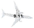 9.11 Patriot Day in a airplane shape word cloud. Royalty Free Stock Photo