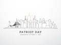 Patriot Day 9-11 banner. New York skyline view September 11, 2001.