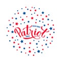 Patriot Day calligraphy hand lettering. September 11, 2001 we will never forget vector illustration. Easy to edit template for