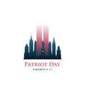 Patriot Day card with Twin Towers and phrase Remember 9-11. Royalty Free Stock Photo