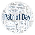 Patriot Day in a circle shape word cloud. Royalty Free Stock Photo