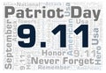 9.11 Patriot Day horizontal word cloud.