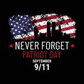 Patriot day illustration. We will newer forget 911. Royalty Free Stock Photo