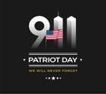 Patriot Day 9/11 Memorial illustration with USA flag, 911 Patrio Royalty Free Stock Photo