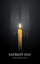 Patriot day poster. Vector banner with candles, Twin Towers shape